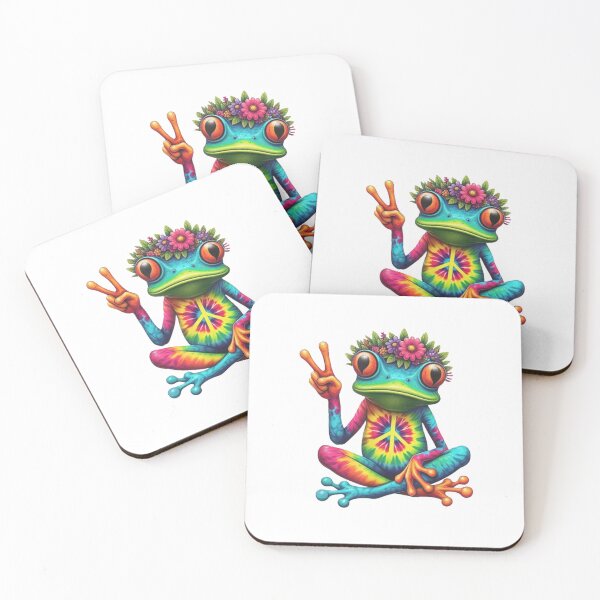 Item preview, Hippie Frog Peace Sign Colorful designed and sold by roartusa.