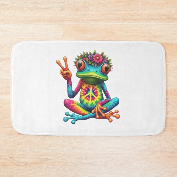 Item preview, Hippie Frog Peace Sign Colorful designed and sold by roartusa.