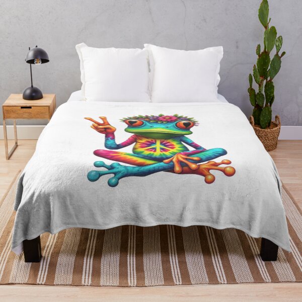 Item preview, Hippie Frog Peace Sign Colorful designed and sold by roartusa.
