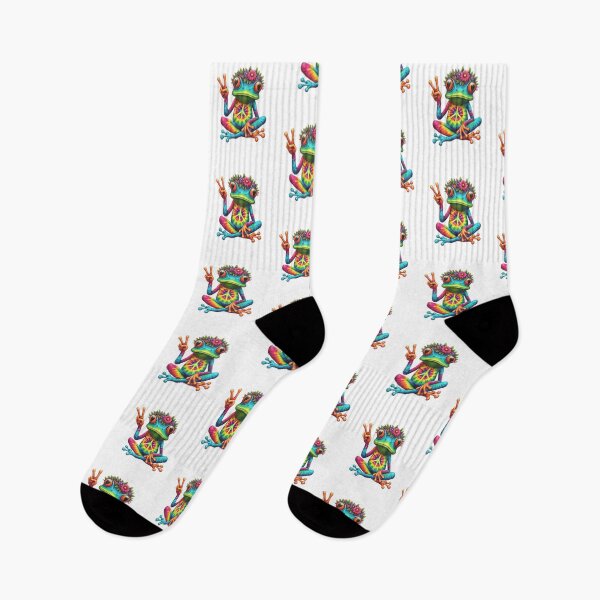 Item preview, Hippie Frog Peace Sign Colorful designed and sold by roartusa.
