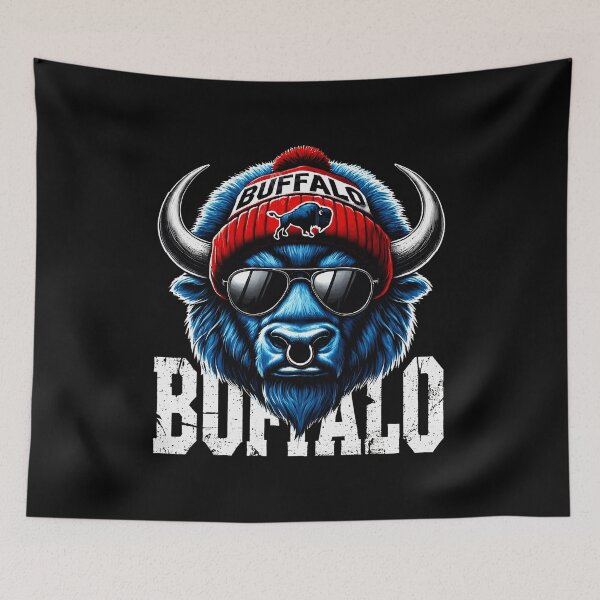 Item preview, Bold Blue Buffalo with Beanie and Sunglasses designed and sold by EricCole39135.