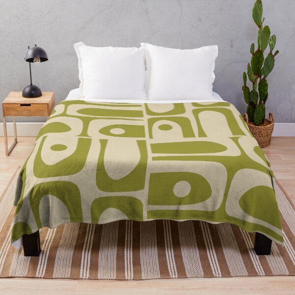 Item preview, Mid Century Modern Piquet Abstract Tiled Pattern Avocado Green and Beige designed and sold by kierkegaard.