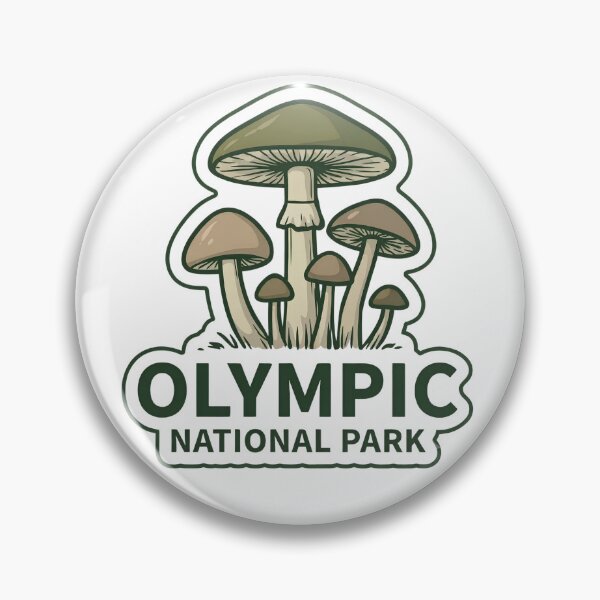 Item preview, Olympic National Park Washington Retro Mushroom Nature Badge designed and sold by LittleArij.