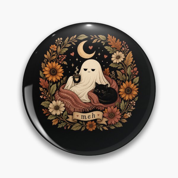 Item preview, Meh Ghost Cat Shirt Funny Halloween Black Cat Coffee Mug designed and sold by borutawear.