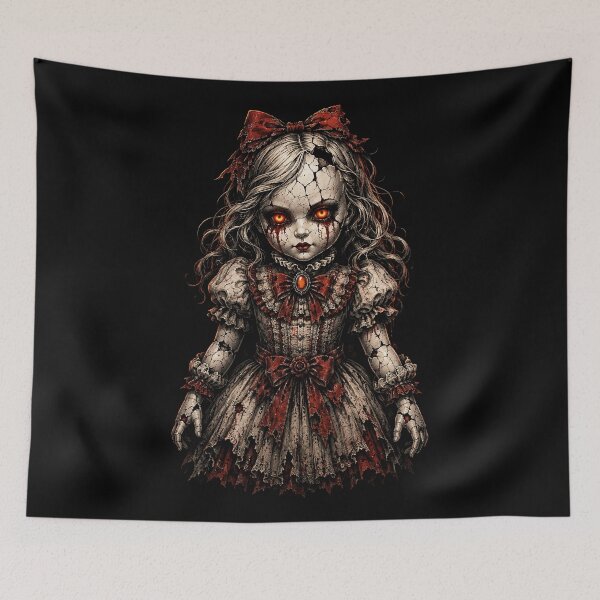Item preview, Haunted Porcelain Doll – Gothic Horror Creepy Doll Art designed and sold by Stinky Lincy's Apparel Company.