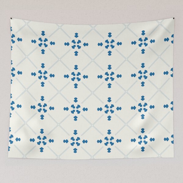 Item preview, Blue Classic Tile Floral Mosaic Pattern designed and sold by SbRandomLab.