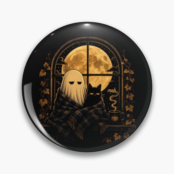 Item preview, Meh Ghost Cat Shirt Funny Halloween Black Cat Coffee Mug designed and sold by borutawear.