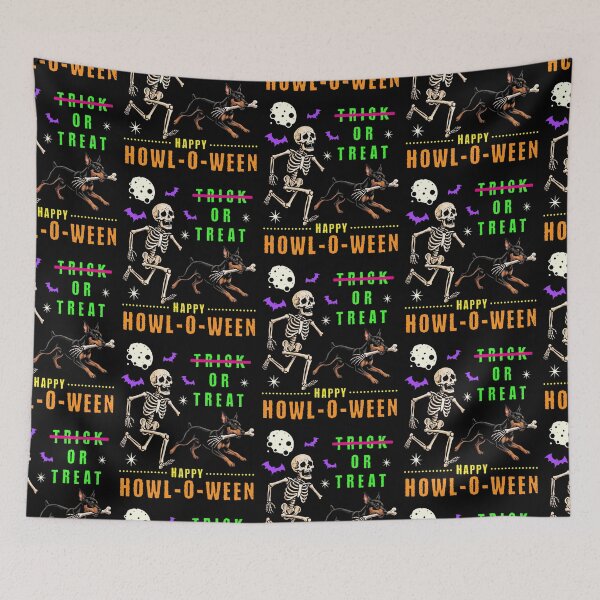 Item preview, Happy Howl-O-Ween Skeleton Doberman Trick or Treat designed and sold by d247.