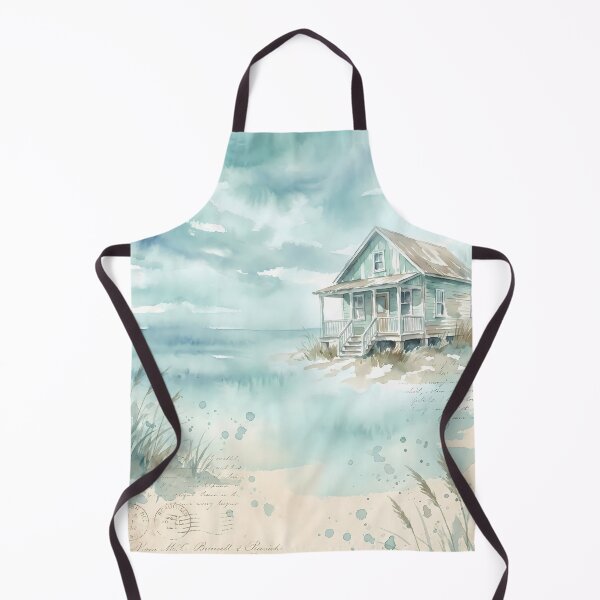 Artikelvorschau, Seaside Whispers – Aquarell eines Strandhauses entworfen und verkauft von Saxon Designs.