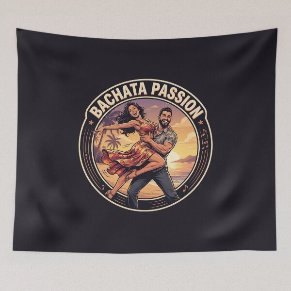 Item preview, Bachata Passion Summer Emblem – Acrobatic Latino Dance Couple Lift, Round Retro Beach Sunset Badge Graphic Apparel Sticker designed and sold by SmartPuns.
