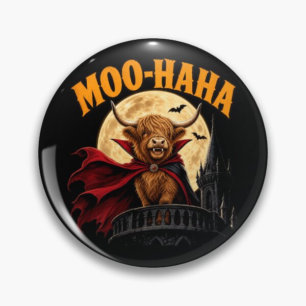 Item preview, Moo Ha Ha Cow Vampire Halloween Humor Spooky Highland Cow designed and sold by borutawear.
