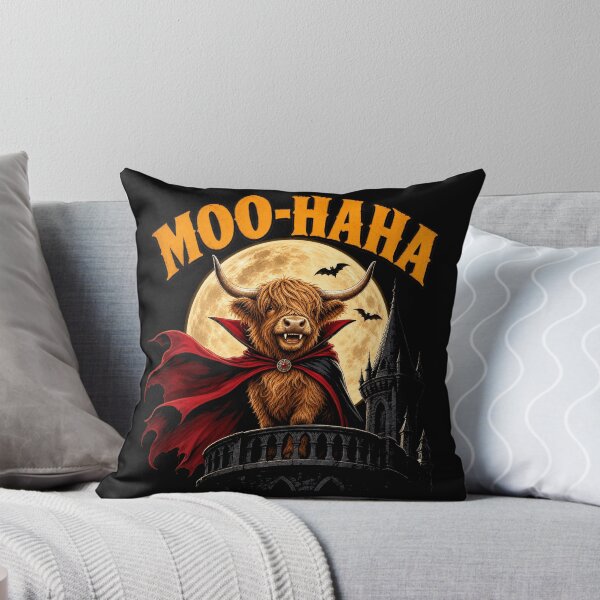 Item preview, Moo Ha Ha Cow Vampire Halloween Humor Spooky Highland Cow designed and sold by borutawear.