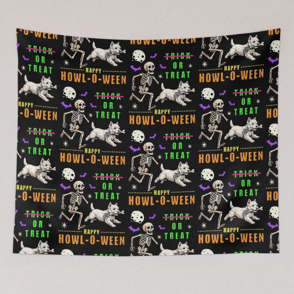 Item preview, Happy Howl-O-Ween Skeleton Dog Trick or Treat designed and sold by d247.