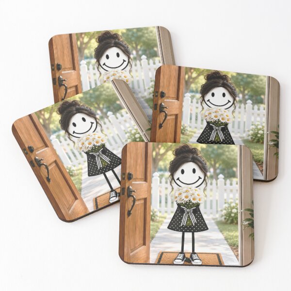 Item preview, Stick Figure Girl with Daisy Bouquet designed and sold by Maria Dryfhout.