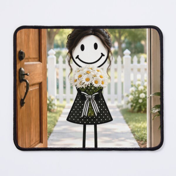 Item preview, Stick Figure Girl with Daisy Bouquet designed and sold by Maria Dryfhout.
