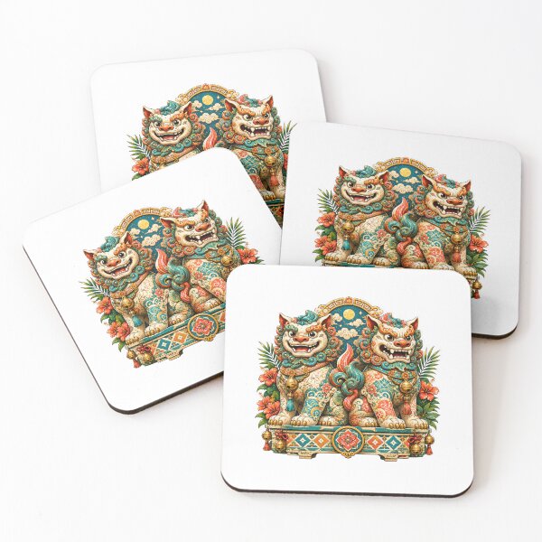 Item preview, Japanese Komainu Guardians | Ornate Shinto Shrine Lion Dogs designed and sold by MrDev.