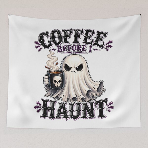 Item preview, Coffee Before I Haunt – Grumpy Ghost Coffee Humor designed and sold by AbderraimArt.