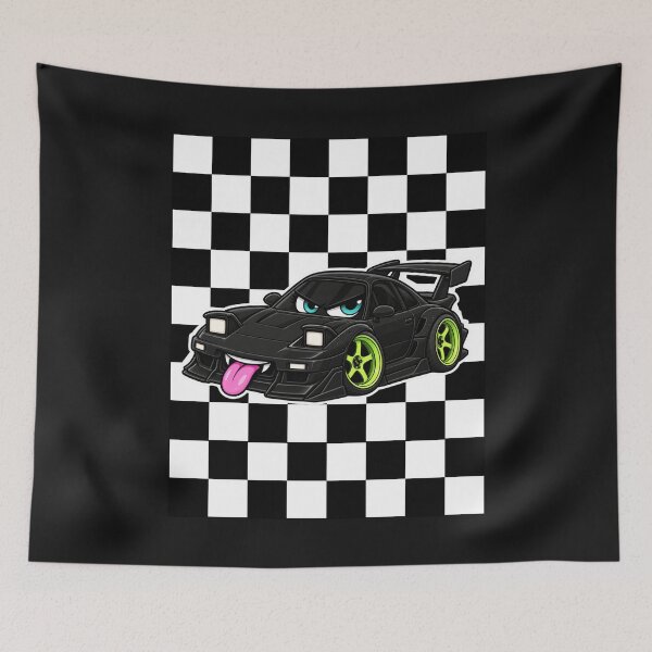 Item preview, Funny Black Tuner Car Checkerboard Y2K designed and sold by Aimetoi.