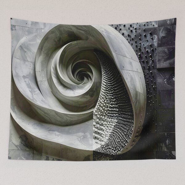 Item preview, Spiraling Geometric Structure in Gray Stone designed and sold by Vicky Brago-Mitchell®.