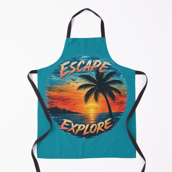Aperçu de l'œuvre Vintage Tropical Sunset Escape and Explore créée et vendue par cameleon style.