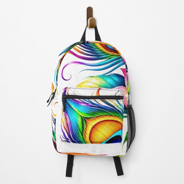 Item preview, Colorful Peacock Feather & Lotus Flower | Vibrant Floral Art Design designed and sold by Design Sounds Studio.