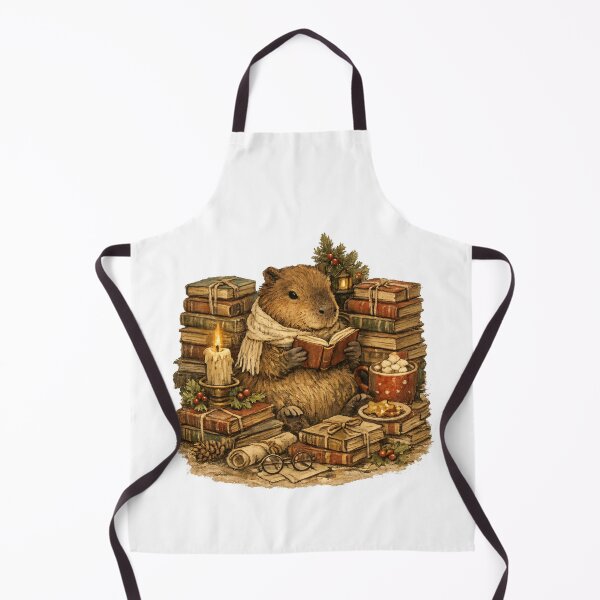 Item preview, Cozy Capybara Reading Books Rustic Farmhouse Christmas Gift designed and sold by Artycom.