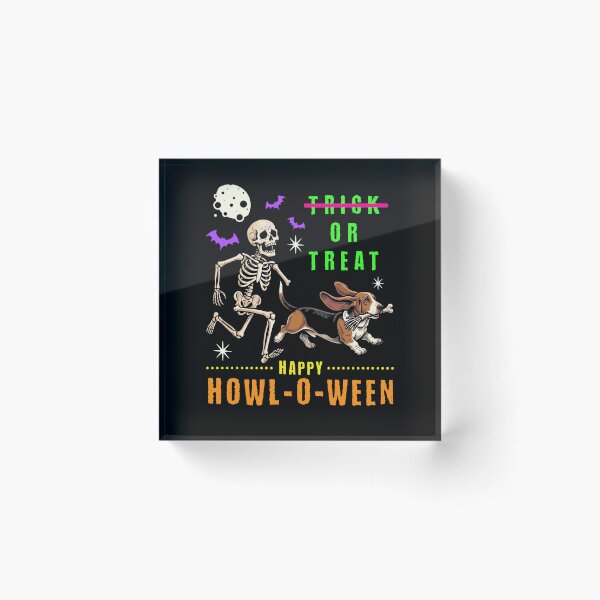 Item preview, Howl-O-Ween Skeleton Basset Hound Trick Treat designed and sold by d247.