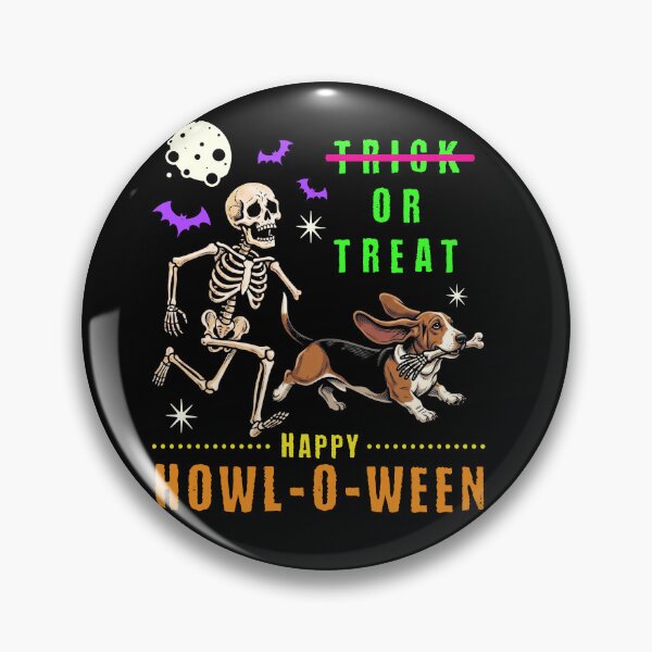 Item preview, Howl-O-Ween Skeleton Basset Hound Trick Treat designed and sold by d247.