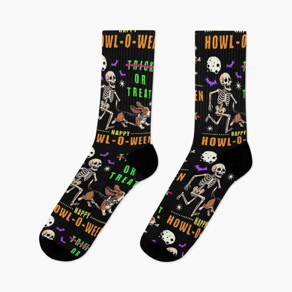 Item preview, Howl-O-Ween Skeleton Basset Hound Trick Treat designed and sold by d247.