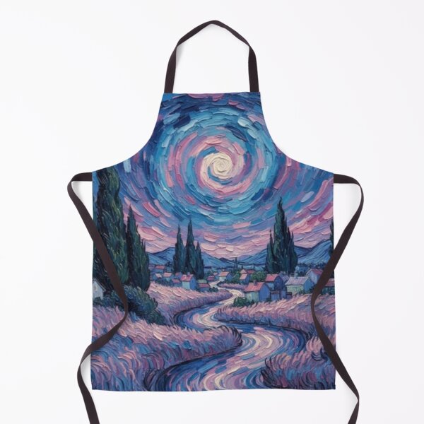 Item preview, Swirling Sky Over Pink Dream Village Artwork designed and sold by NivyasArtistry.