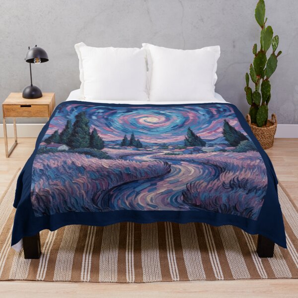 Item preview, Swirling Sky Over Pink Dream Village Artwork designed and sold by NivyasArtistry.
