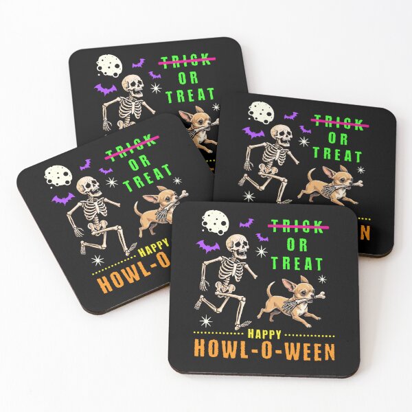 Item preview, Happy Howl-O-Ween Skeleton Chihuahua Trick Treat designed and sold by d247.