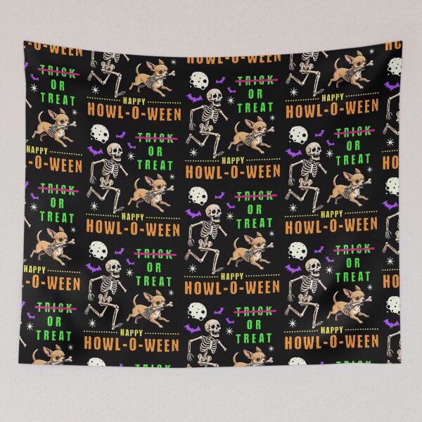 Item preview, Happy Howl-O-Ween Skeleton Chihuahua Trick Treat designed and sold by d247.