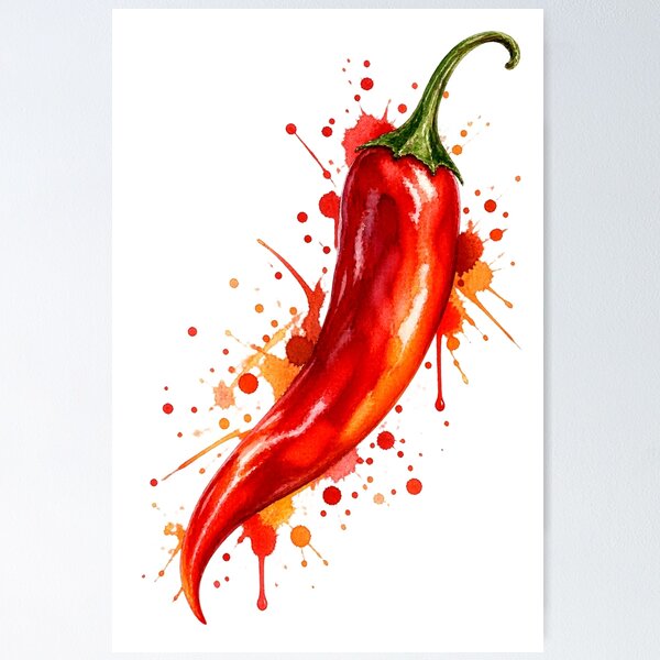 Item preview, Salpicadura de chile rojo en acuarela designed and sold by ChiliWild.