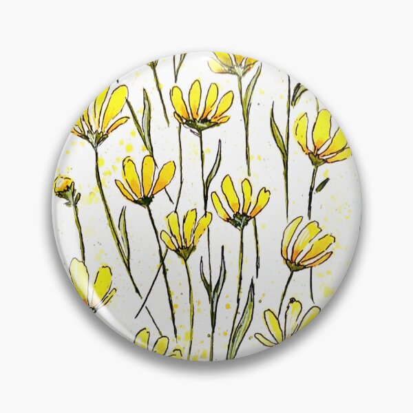 Item preview, Yellow Flower Meadow (Watercolor and Ink) designed and sold by TrazosDelSurArt.
