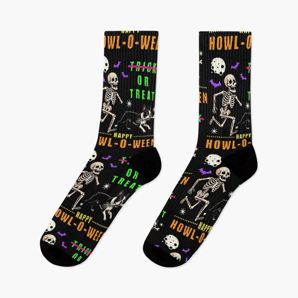 Item preview, Howl-O-Ween Skeleton Boston Terrier Trick or Treat designed and sold by d247.