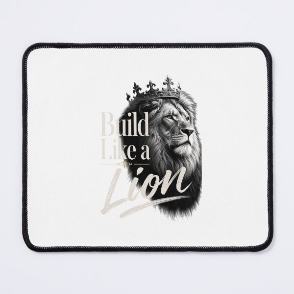 Item preview, Build Like a Lion Black-and-White Crowned King Gym Motivation Graphic designed and sold by Bennie Singh.