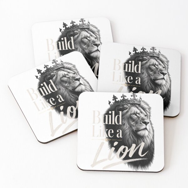 Item preview, Build Like a Lion Black-and-White Crowned King Gym Motivation Graphic designed and sold by Bennie Singh.