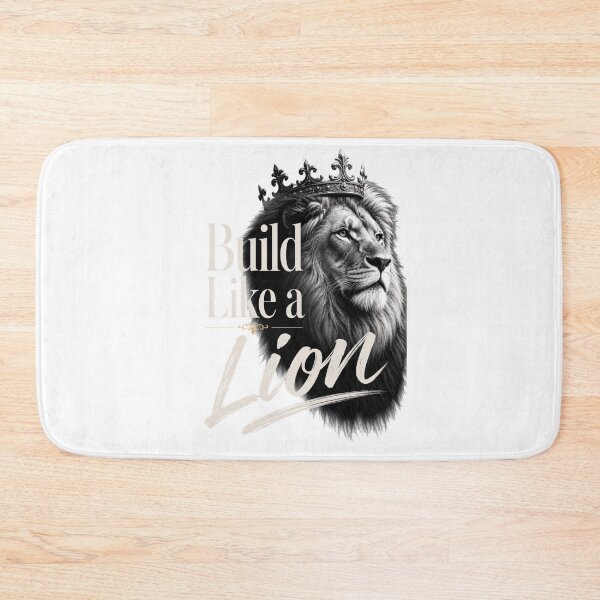 Item preview, Build Like a Lion Black-and-White Crowned King Gym Motivation Graphic designed and sold by Bennie Singh.