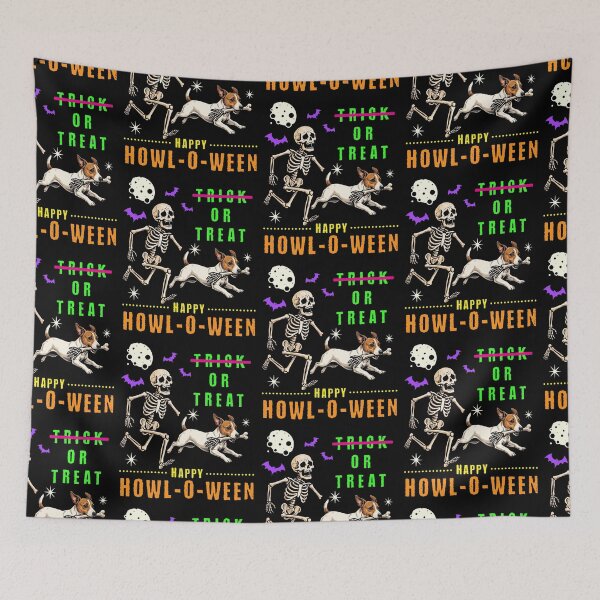 Item preview, Happy Howl-O-Ween Skeleton Dog Trick or Treat designed and sold by d247.