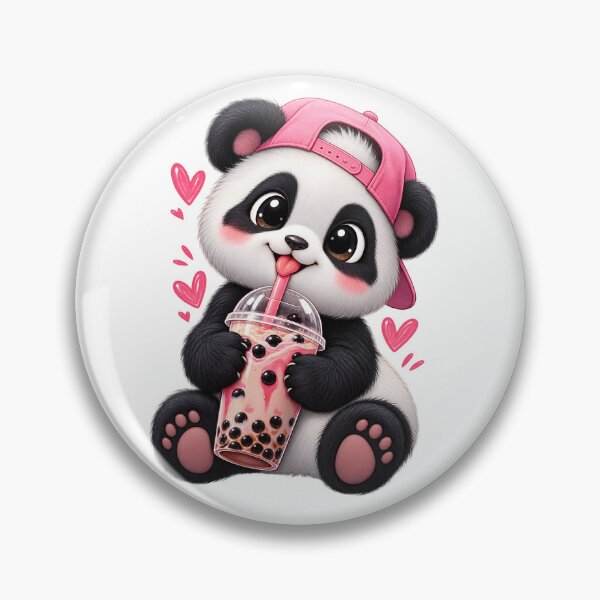 Item preview, Cute Panda Drinking Pink Boba Tea designed and sold by TinyWeird.