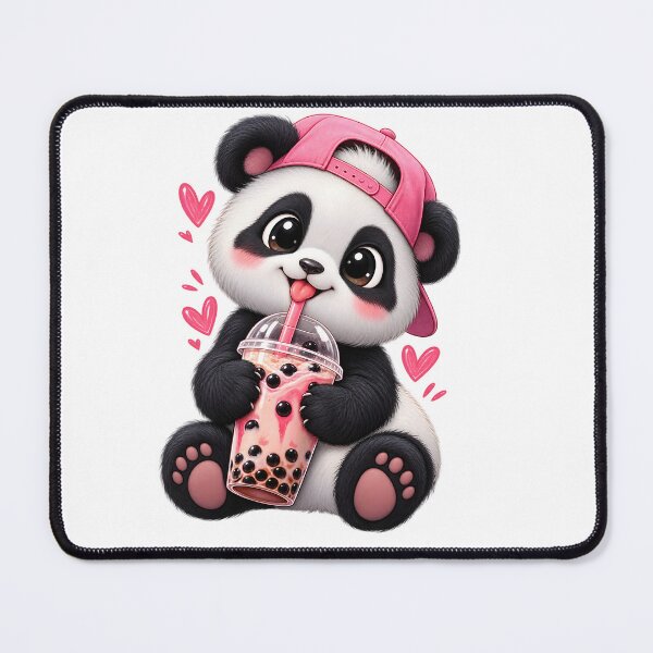 Item preview, Cute Panda Drinking Pink Boba Tea designed and sold by TinyWeird.