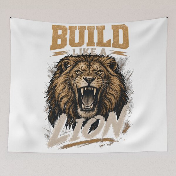 Item preview, Build Like a Lion Fierce Roaring Lion Gym Motivation Graphic designed and sold by Bennie Singh.