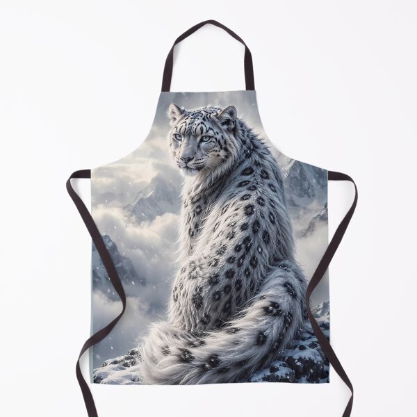 Item preview, Snow Leopard Resting in Snowy Mountains – Ice Blue Misty Wildlife Art designed and sold by ManJiangHong.