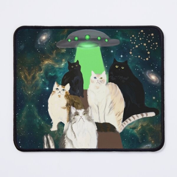 Item preview, Cosmic Cats & UFO Space Abduction Art designed and sold by PetalsPaws.