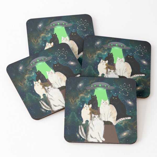 Item preview, Cosmic Cats & UFO Space Abduction Art designed and sold by PetalsPaws.
