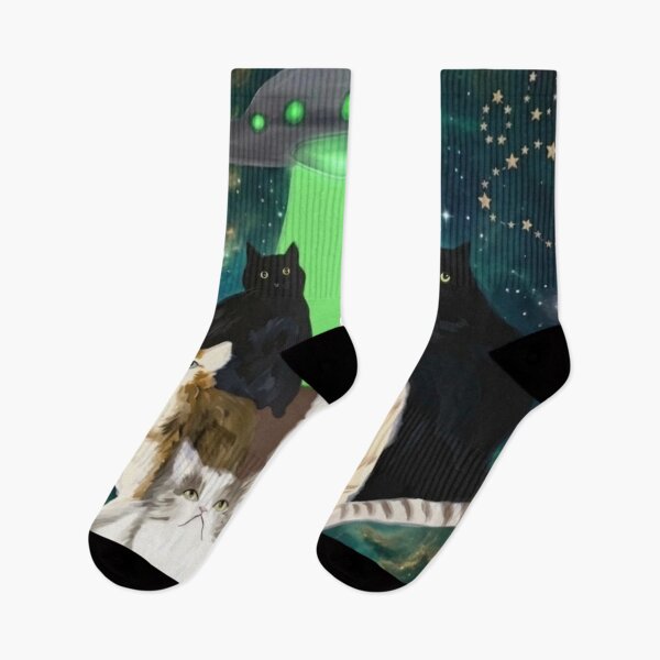 Item preview, Cosmic Cats & UFO Space Abduction Art designed and sold by PetalsPaws.