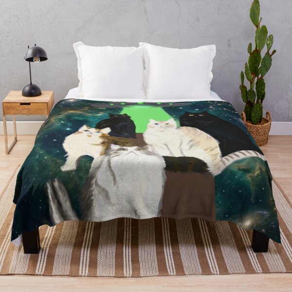 Item preview, Cosmic Cats & UFO Space Abduction Art designed and sold by PetalsPaws.