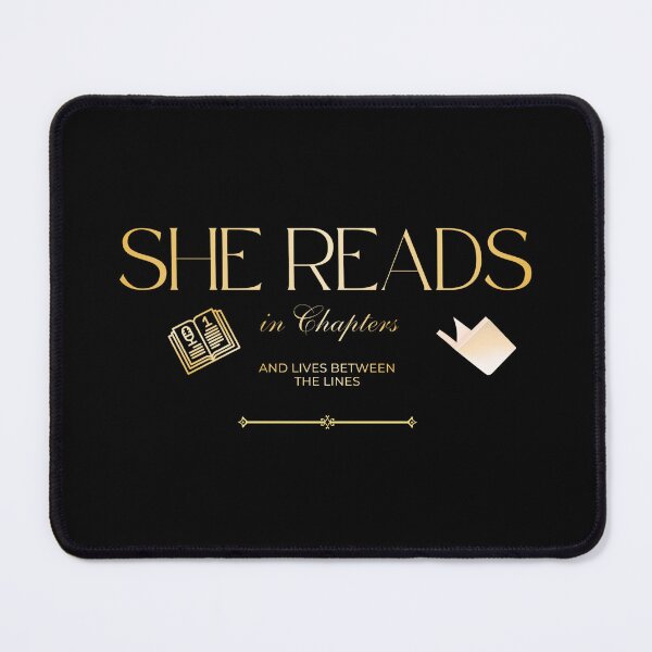 Item preview, She Reads In Chapters Gold Book Lover Quote designed and sold by RenetteWickStudio.