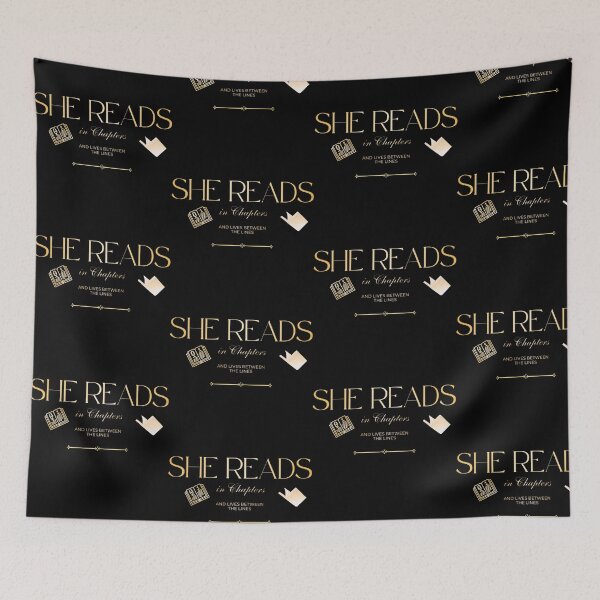 Item preview, She Reads In Chapters Gold Book Lover Quote designed and sold by RenetteWickStudio.